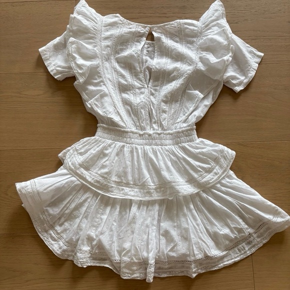 LoveShackFancy White Ruffled Mini Dress - Picture 6 of 8